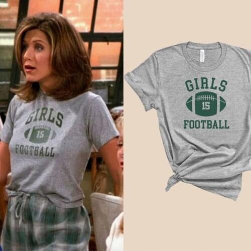Friends Tv Shows Graphic Tshirt Women Tumblr Girls Is Football Gray Colour T-shirt Short Sleeve Crewneck Female Tops Fans Shirt