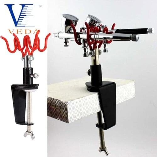 Airbrush Holder Clamp-On Stand Holds 2 Airbrushes Hobby Spray Gun Parts Table Bench Top Mount Airbrush Tool Accessories