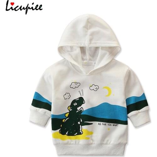 1-5 Years Kids Hoodie Fall Unisex Top V-neck Home Outdoor Elastic Cartoon Dinosaur Printed Warm Wind-proof Hat