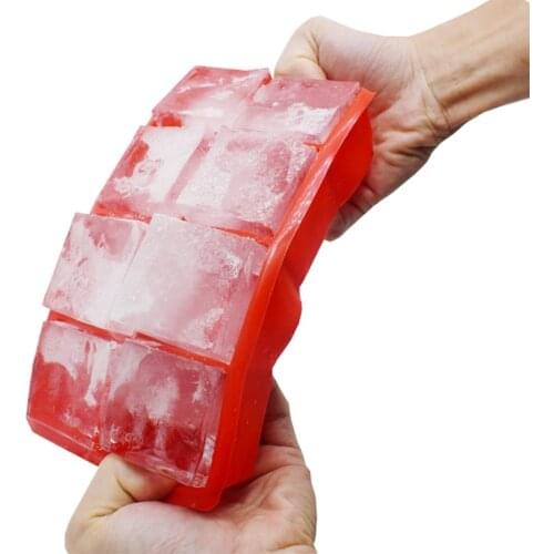 KHGDNOR Ice Cube Mold Tray Food Grade Silicone 8 Holes Square Shape Ice Cube Maker Bar Ice Cube Tray Mould
