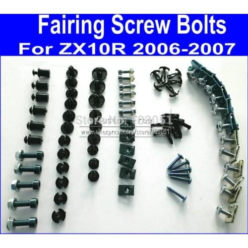 RET Motorcycle Fairing common screw bolts kits for KAWASAKI 2006 2007 ZX10R 06 07 ZX 10R aftermarket black fairings bolt screws