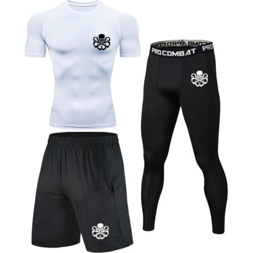 Gym Men Running Jogging Training Clothes Set Football Basketball Cycling Fitness Sport Wear Kits Teenager Compression Sportswear