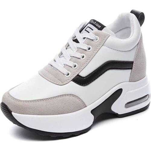 Women Casual Shoes Fashion Breathable Walking Mesh Lace Up Internal Increase Thick Sole Sneakers Female Tenis Vulcanized Shoes