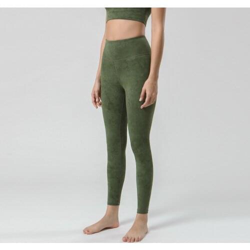 Green Yoga Leggings For Women High Waist Sport Wears Set Tie Die Berry Green Color Workout Activewears