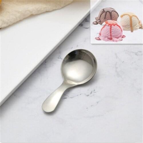 Cute Stainless Steel Sugar Salt Spice Condiment Spoon Short Handle Kids Spoon Ice Cream Spoon Tea Coffee Scoop Kitchen Tools