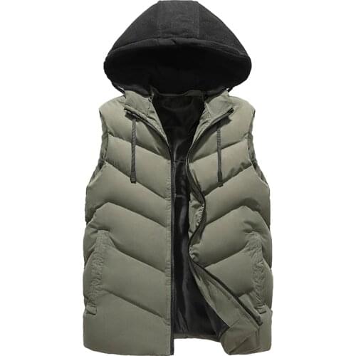 Mens Vest Jacket Winter Warm Sleeveless Men Jacket Fashion Hooded Casual Vest Men Autumn Thicken Waistcoat Plus Size 7XL
