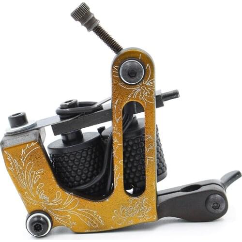 Newest Professional Beginner Yellow Tattoo Gun Tattoo Machine Handmade 8 Warp Coil Machine For Tattoo Supplies Free Shipping