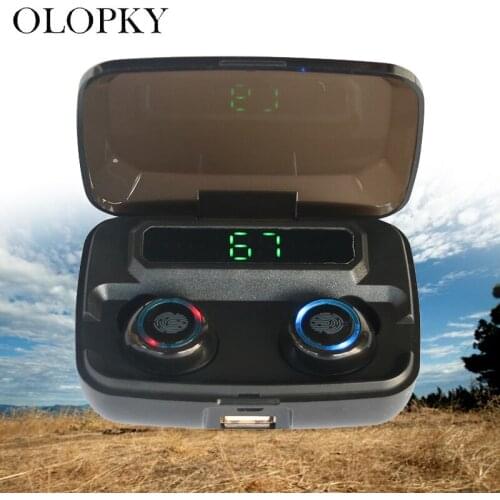 New TWS Bluetooth V5.0 Earphone Hifi 8D Stereo Music Earbud Noice Cancelling IPX7 Waterproof Headset With 3300 mah Power Bank