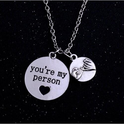 Bespmosp Pinky Swear Promise You're My Person Love Heart Pendnat Necklace Lovers Couples Charm Best Friends Chain Jewelry Collar