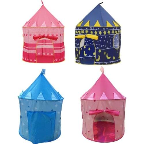 2 Colors Play Tent Portable Foldable Tipi Prince Folding Tent Children Boy Castle Cubby Play House Kids Gifts Outdoor Toy Tents