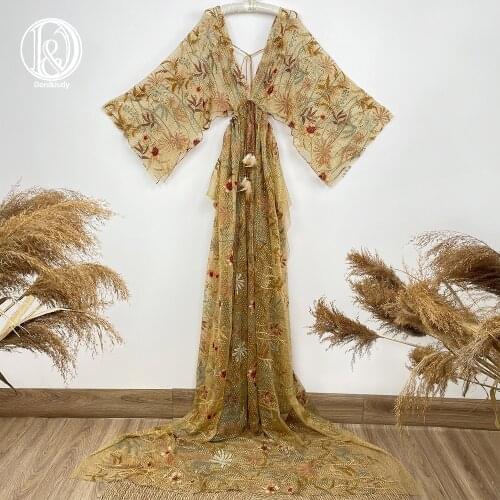 Don&Judy Autumn Boho Floral Tulle Maternity Dress for Photoshoot Evening Party Prom Gown Custom Made Pregnancy Dress Photo Shoot