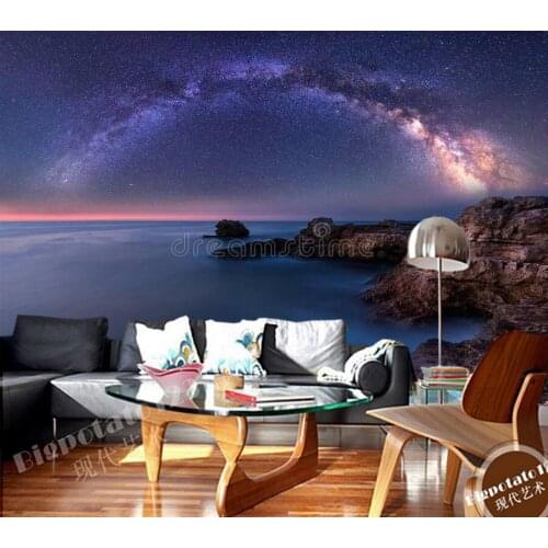 Custom landscape wallpaper, Milky Way over the sea mural for living room bedroom sofa background wall waterproof wallpaper