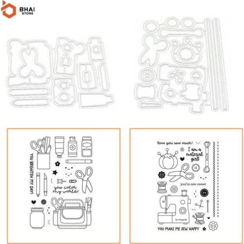 Daily Necessities Small Tools Metal Cutting Dies DIY Scrapbooking for Photo Album Decorative Silicone Clear Stamps New 2021