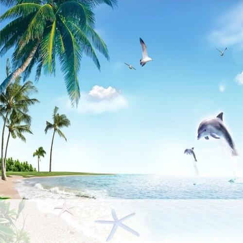 Modern Jumping Dolphins 3D Stereo Mural Seaside Landscape Nature Wallpaper Living Room Home Decor Papel Tapiz Self Adhesive