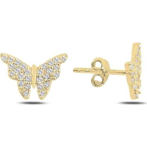 Silver 925 Sterling Butterfly Zircon Earrings