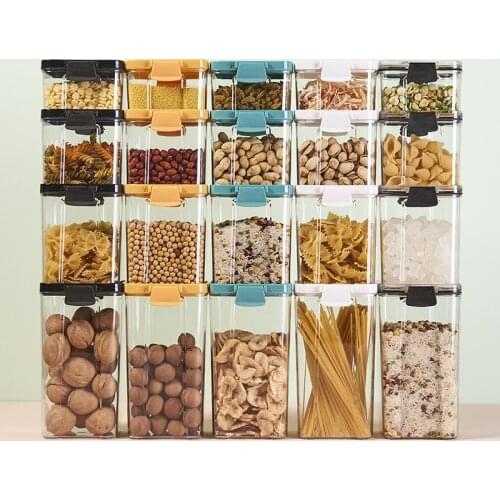 Stackable Kitchen Sealed Jar Plastic Food Storage Box Multigrain Storage Tank Dried Fruit Tea Cans Organizers Bottles Keep Fresh