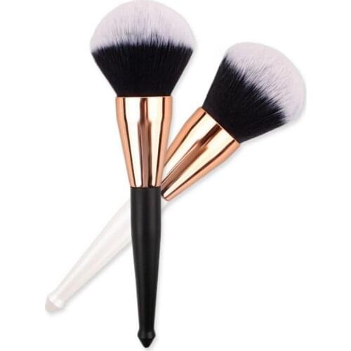 Length 19cm special black plastic handle soft synthetic hair professional big loose powder brush in makeup