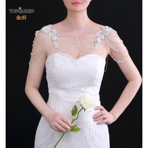 TOPQUEEN G10 Crystal Bling Beaded Bridal Wraps Beading Lace Wedding Shawl Jacket Bolero Wrap Bride Coat Cape Boleros Party Shrug