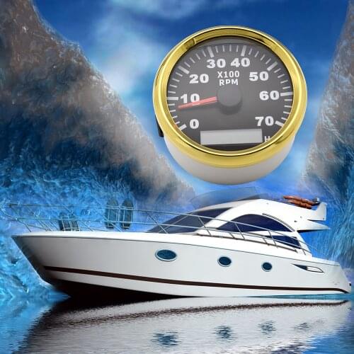 0-7000RPM Tachometer LED Tacho Gauge Tachometer for Cars Boat Yacht Marine 85mm Gauge Meter Tachometer 9-32V Gold