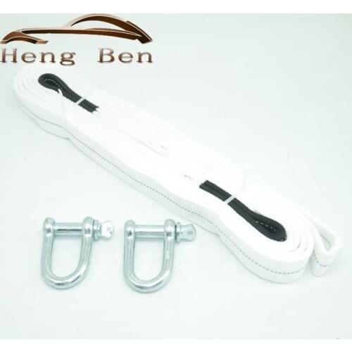 Universal 5M 6 Tons Towing Rope Strape Cable With U Hooks Shackle High Strength Nylon With Reflective For Car Truck Trailer SUV