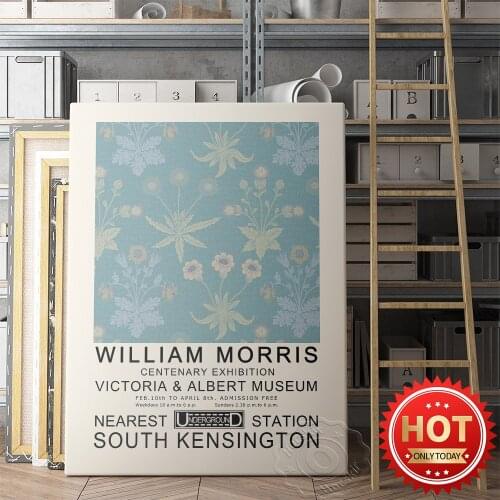 William Morris Centenary Exhibition Poster, William Home Decor Pattern Prints Poster, Morris Vintage Art Wall Gift Stickers
