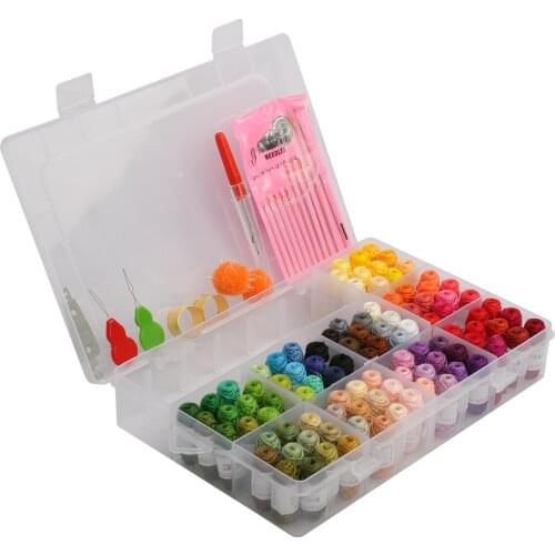 Embroidery Floss Cross Stitch Threads-50/100 Colors Friendship Bracelet String with Organizer Storage Box, Floss Bobbins