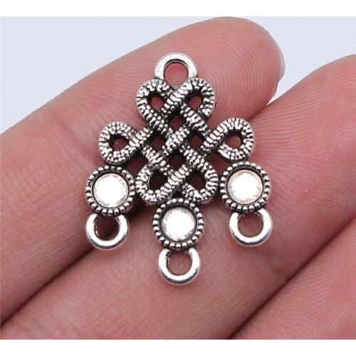 WYSIWYG 4pcs 26x21mm Vintage Earring Connector Jewelry Making Antique Bronze Color Earring Connector Charm Earring Connector