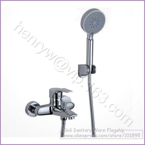 X8221BS - Luxury Wall Mounted Chrome Color Brass Material Bath With Shower Faucet