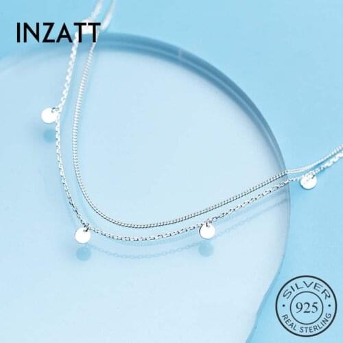 INZATT Real 925 Sterling Silver Geometry Round Choker Necklace For Fashion Women Wedding Party Fine Jewelry Accessories Gift