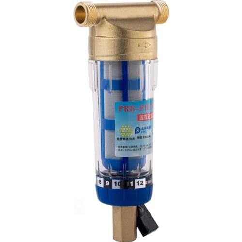 1/2"Siphon backwash prefilter with wiper water purifier system 40micron stainless steel mesh copper caver whole house pre-filter