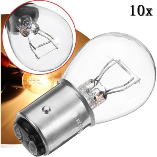 10Pcs/Set 1157 BAY15D Car Indicator Lights DC 12V LED Bulbs Brake Reverse Turn Lamp Parking Light Amber Yellow Halogen Lamp