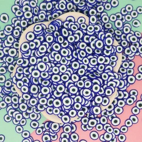 100g Blue Evil Eyes Polumer Slices Clay Sprinkles for Craft Making Halloween Decoration DIY Nailart Slime Filler Accessories 5mm