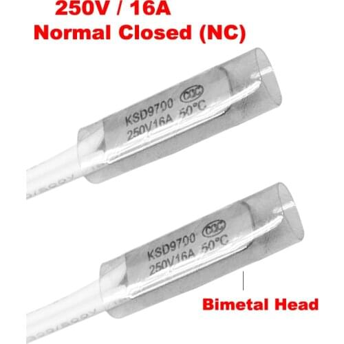 120 125 130 135 Degree Celsius KSD9700 250V 16A Normal Closed NC Bimetal Thermal Protector Thermostat Temperature Control Switch