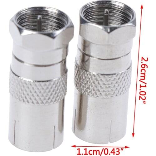 2Pcs/lot F Type Male Plug Connector Socket to RF Coax For TV Aerial Female RF Adapters