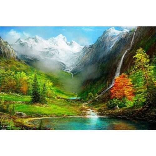3d Diamond Mosaic Snow mountain, grssslad & forest Dimond Painting Crafts Square Kits Diamond Embroidery Wall art crafts gift