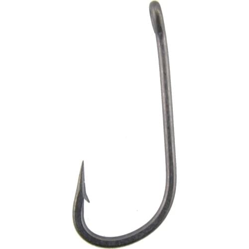 50PCS Dark Grey Coated Long Shank T Carp Hooks,Micro Barbed, Chemically Sharpened for Carp Fishings