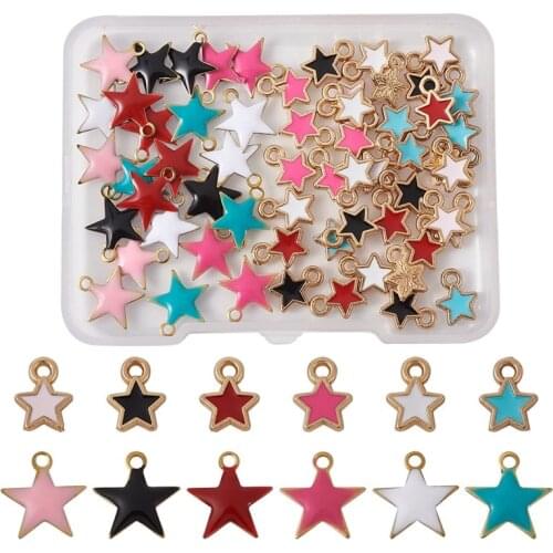 60pcs/box Star Shape Alloy Brass Enamel Charm Pendant Sets for Jewelry Making DIY Bracelet Earring Accessories Finding
