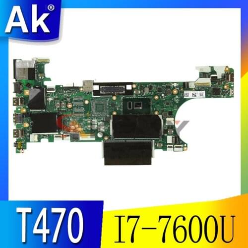 Akemy 01HX664 CT470 NM-A931 MAIN BOARD For Lenovo ThinkPad T470 Laptop Motherboard SR33Z I7-7600U CPU DDR4