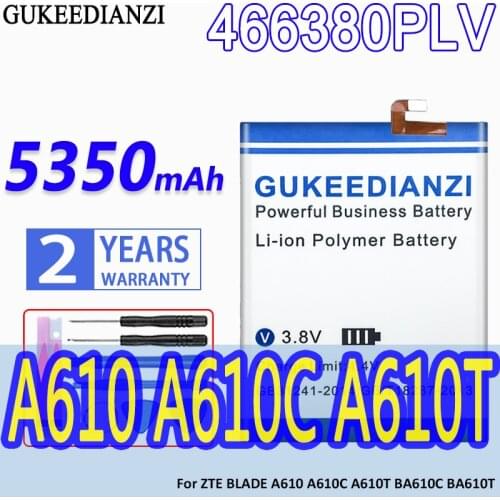 GUKEEDIANZI High Capacity Battery 466380PLV 5350mAh For ZTE BLADE A610 A610C A610T BA610C BA610T Bateria