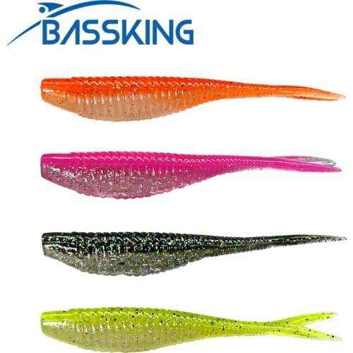 BASSKING 20Pcs 70mm 2g Fork Tail Jig Soft Bait Shad Silicone Fishing Lure Isca Artificial Bait Para Pesca Leurre Peche Wobblers