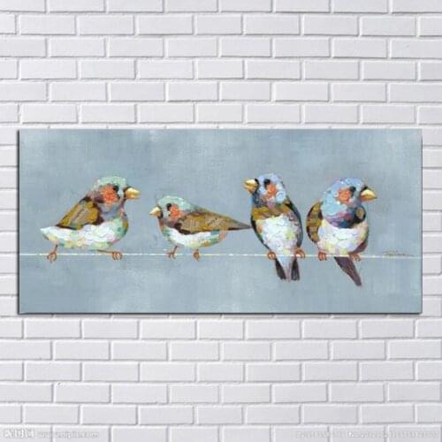Large 1Peice Canvas Art 100% Hand painted Abstract Birds Oil Painting Modern Living Room Wall Decor Animal Pictures no Framed