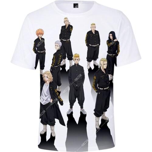 Tokyo Revengers T-shirt Hanagaki Takemichi Ken Ryuguji Anime T-Shirt Polyester Summer Tees Tops Black and White Pattern Haori
