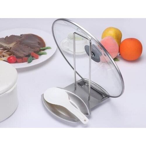 Pot Lid Holders Scoop Holder Stainless Steel Pot Cover Rack And Spoon Rack Multifunctional Kitchen Storage Rack