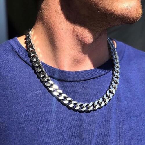 Cuban Link 3 To 7 Mm Stainless Steel Necklace For Men Choker Jewelry Gold Black Stainless Steel Necklace Christmas gift