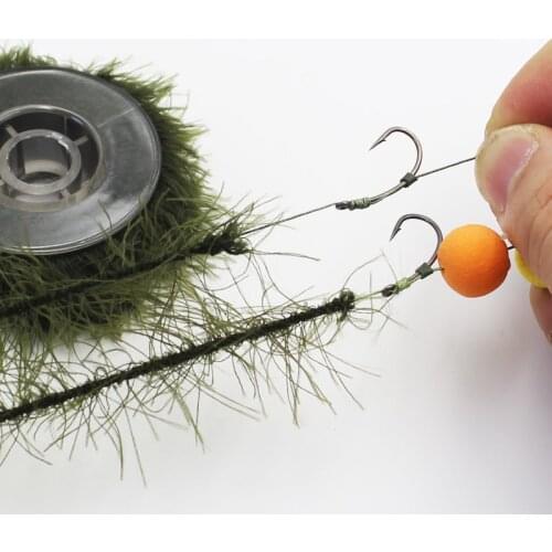5M Carp Fishing Line Realistic Weed Line for Carp Hair Rig Hooklink Imitates Nature Weed Wire with Hook Carp Fishing Accessories