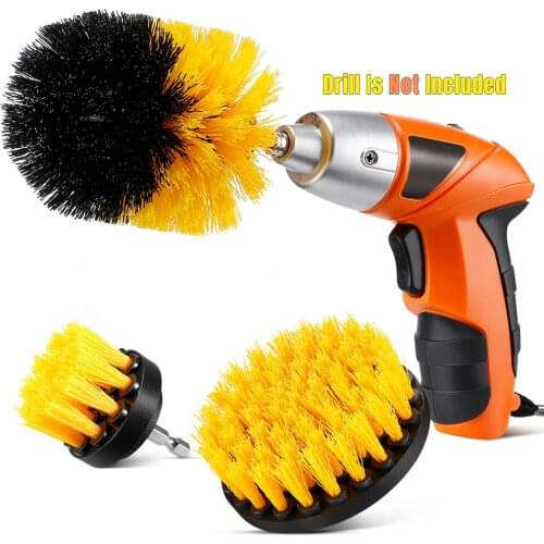 3pcs/set Drill Power Cleaning Brush Nylon Bristles Multipurpose Clean Tools for Sinks / Kitchen / Tiles / Car Tires / Bathroom