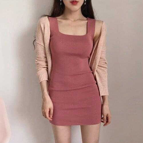 Fashion Women Sexy Backless Basic Club Dresses Sleeveless Slim Stretch Vestidos Vest Tanks Bodycon Dress Strap Solid Party Dress