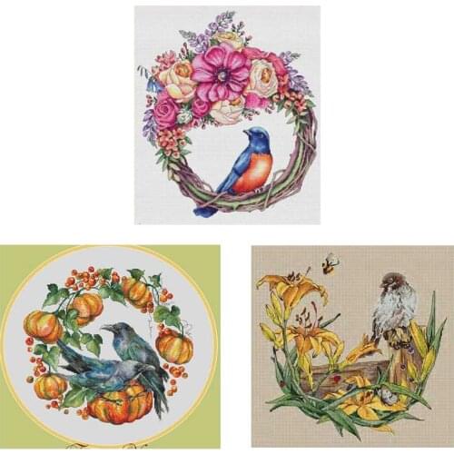 Flower and bird garland patterns counted 11CT 14CT 18CT Cross Stitch Sets DIY Chinese Cross-stitch Kits Embroidery Needlework
