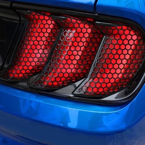 Car honeycomb tail light stickers smoked black tail light stickers For 18-20 Ford Mustang Exterior modification