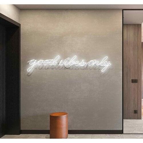 Neon Light Custom Neon Sign GOOD VIBES ONLY whrite 90cm